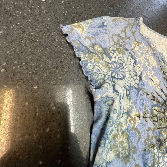 Ladies TeeCo Pullover Size M 100% polyester light blue print - Picture 9 of 16